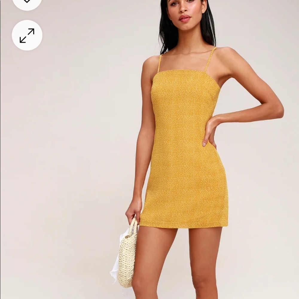 Elba Mustard Yellow and White Polka Dot Tie-Back Dress
